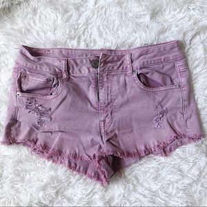 Pink light wash shorts